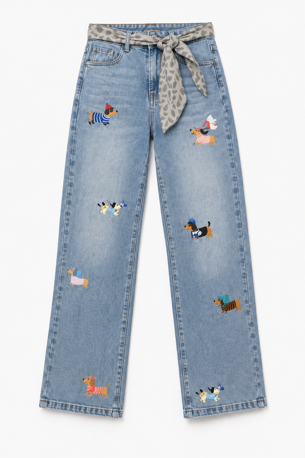 Calças de ganga vintage com estampado de cães, vista complementar
