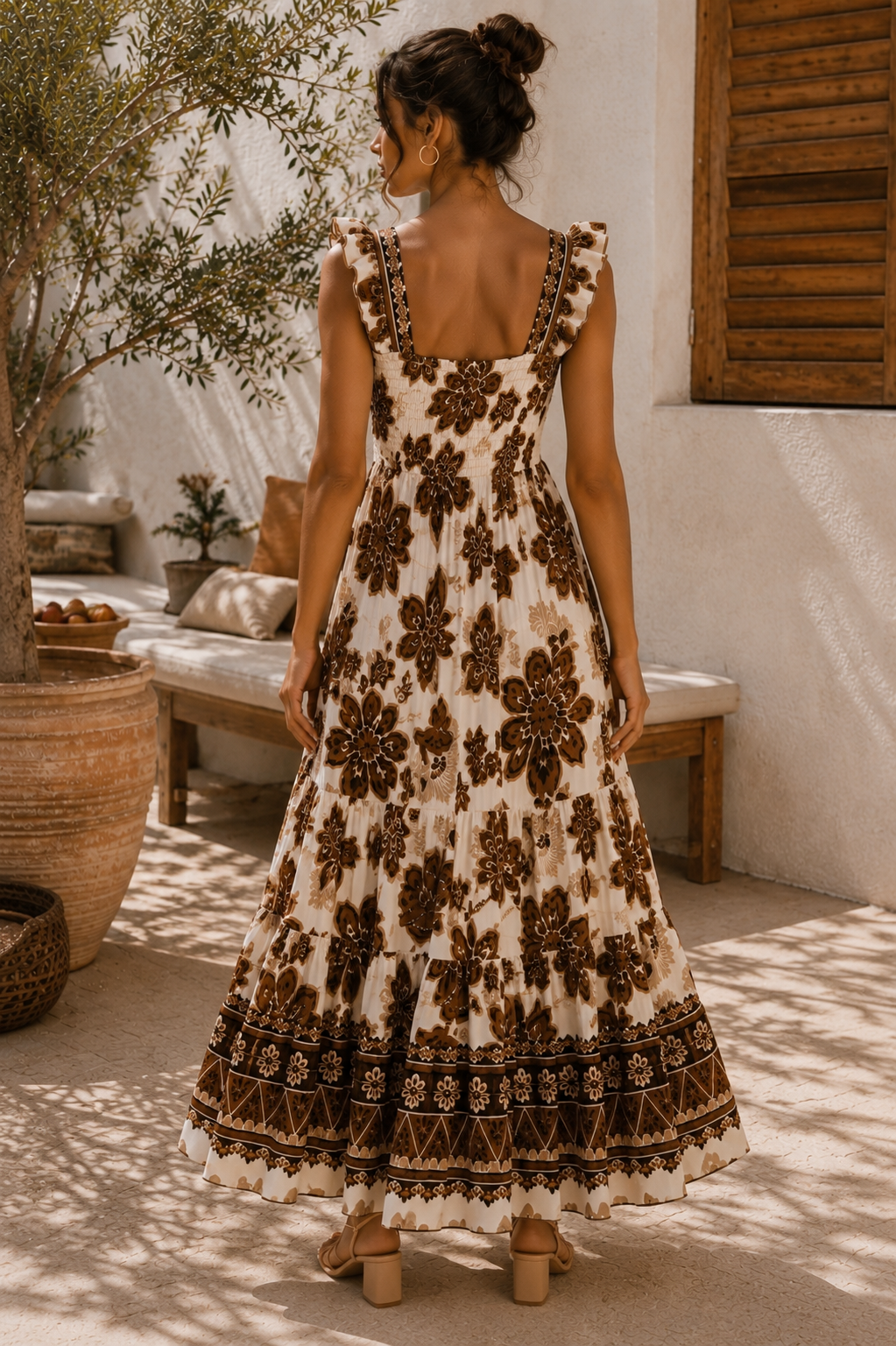 Vestido Longo Boho com Estampa Botânica — vista complementar