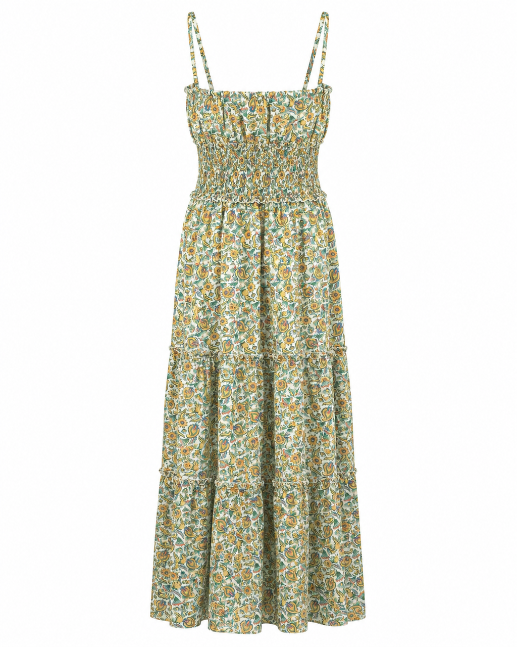 Vestido Longo Boho Valdior com Missangas — pormenor de textura
