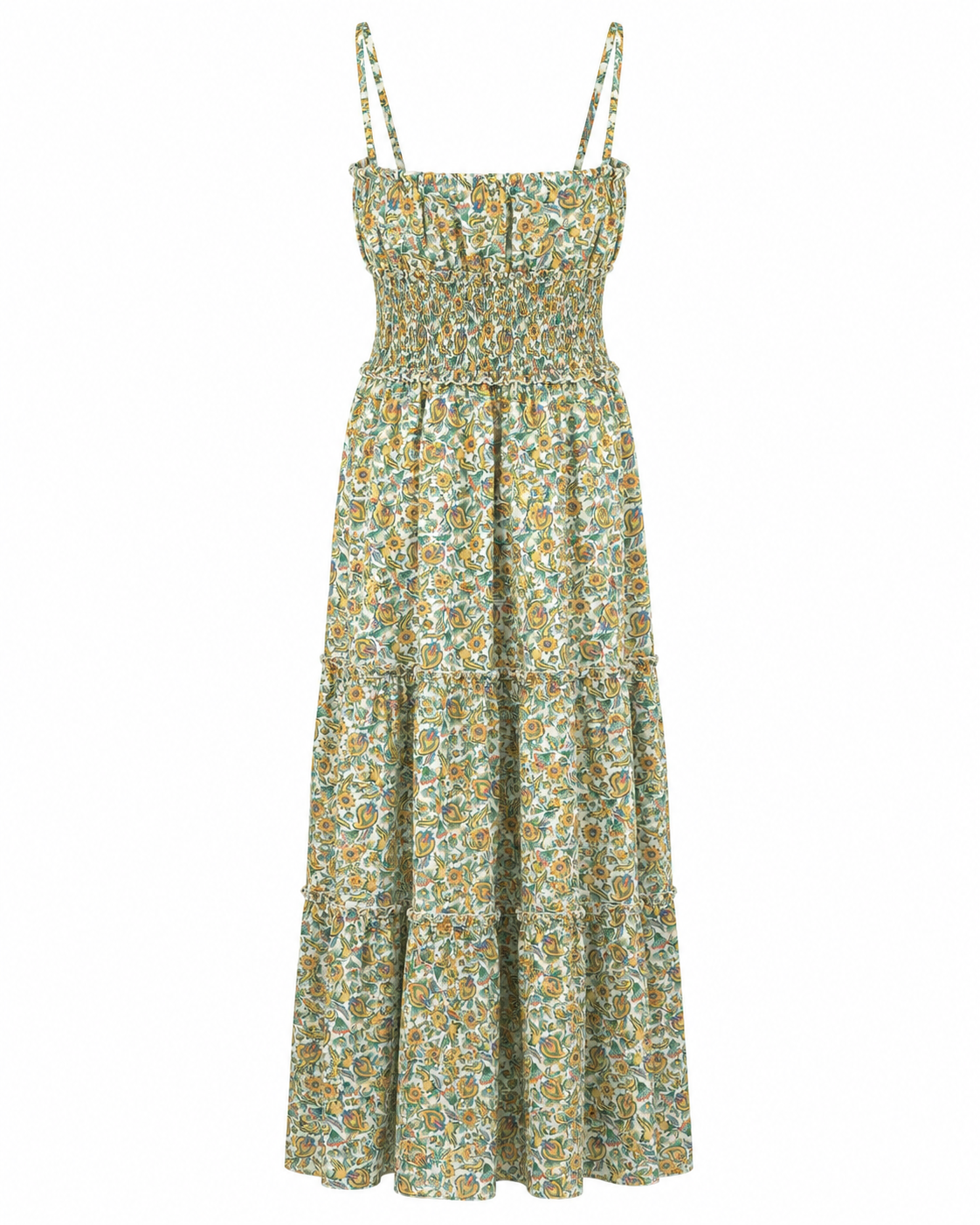 Vestido Longo Boho Valdior com Missangas — pormenor de textura