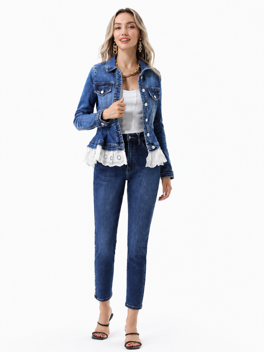 Jaqueta Jeans com Babado em Laise | Just One More