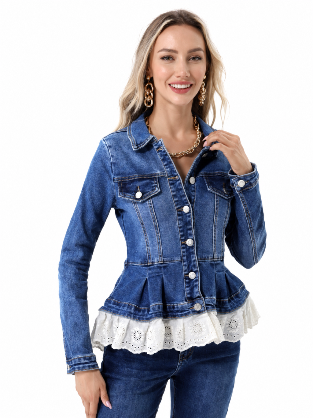 Jaqueta Jeans com Babado em Laise | Just One More