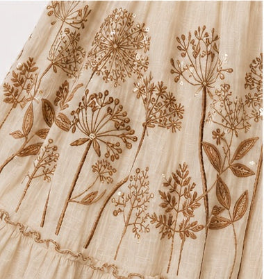 Vestido Curto Boho Bordado com Lantejoulas — composição do look