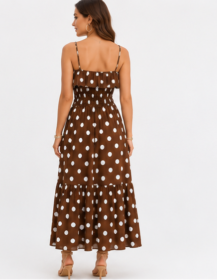 Vestido Longo Fluido Poá com Alças Reguláveis — vista complementar