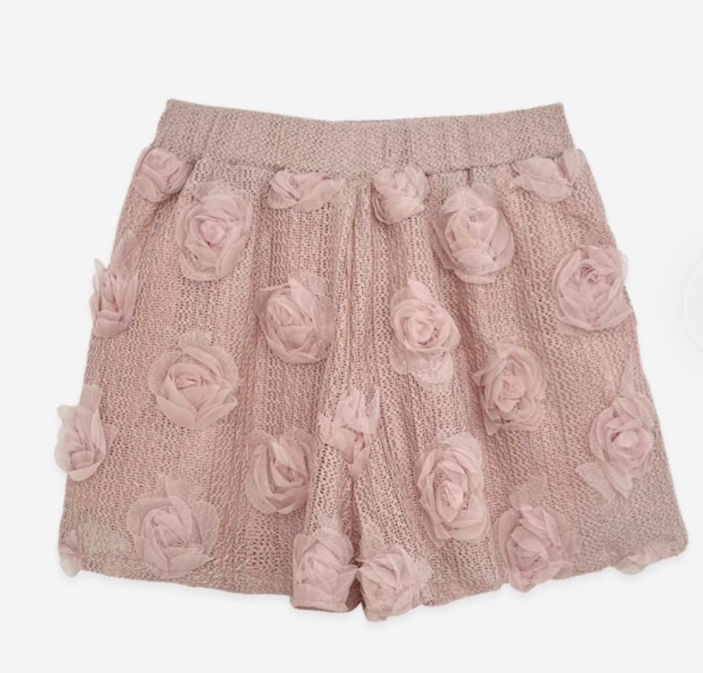 Calções Rosa com Flores 3D - produto