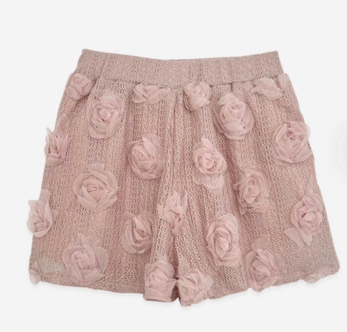 Calções Rosa com Flores 3D - produto
