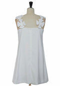 Mini Vestido Branco com Flores 3D nas Alças - costas