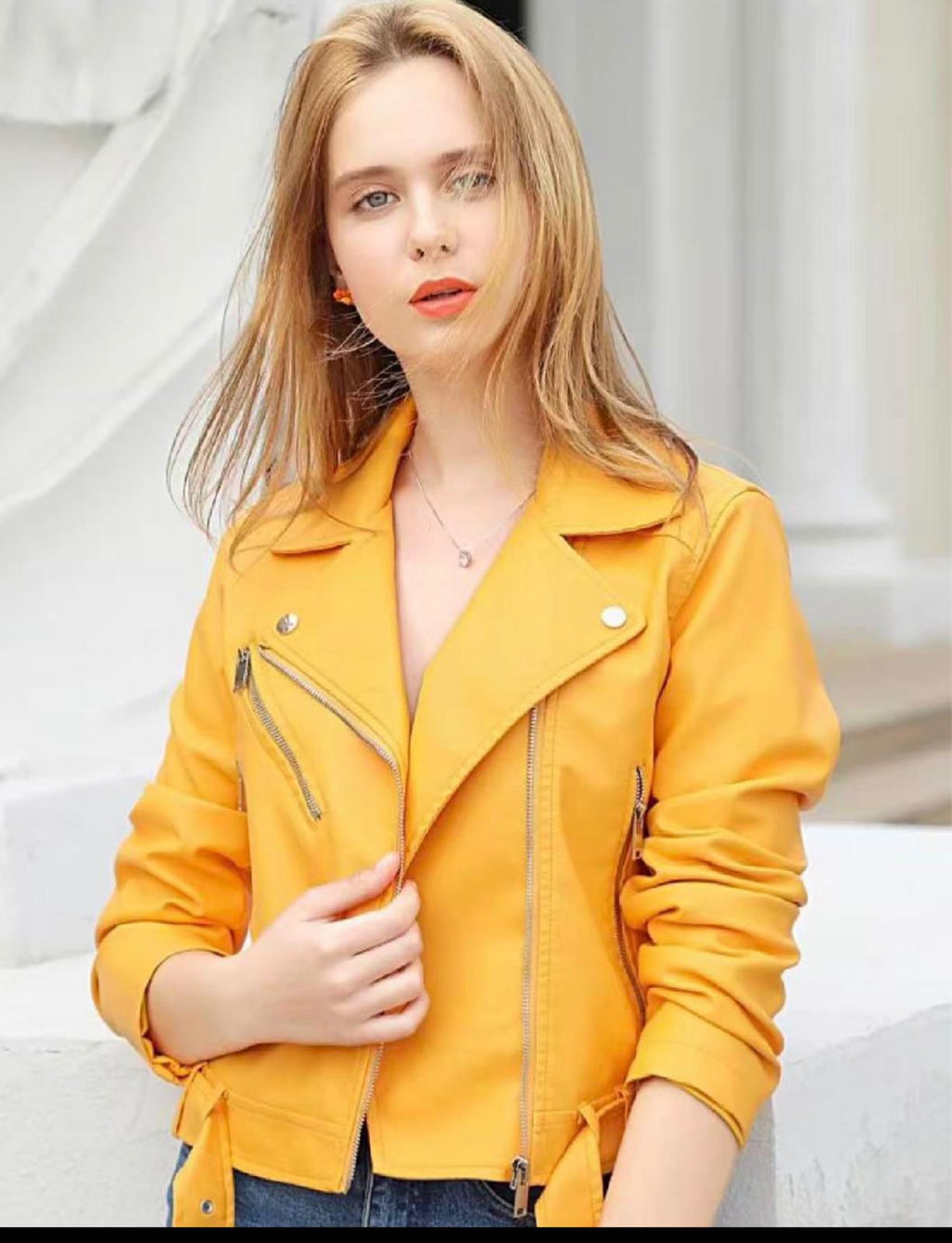 Blusão Biker Amarelo Mostarda