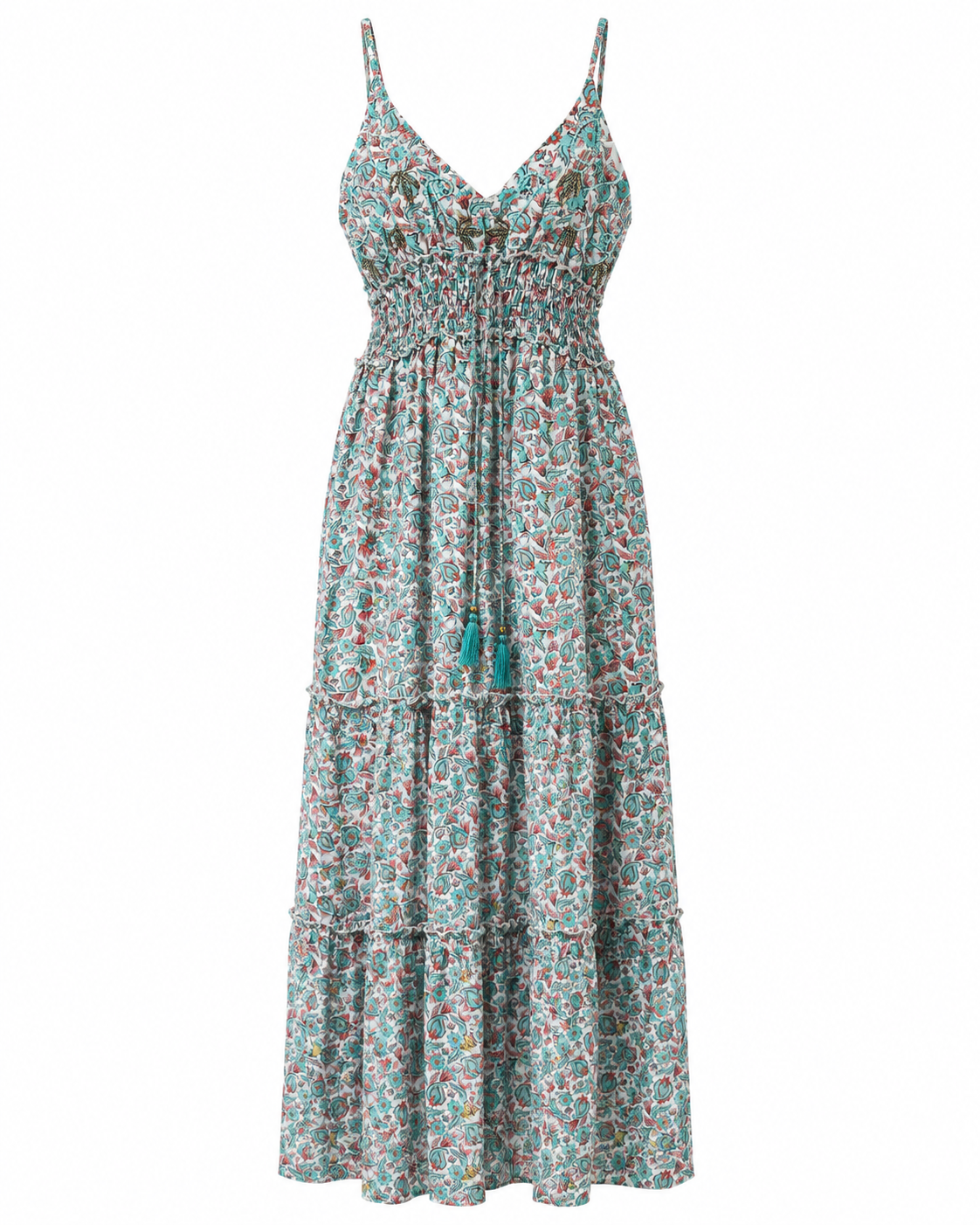 Vestido Longo Boho Valdior com Missangas — composição do look