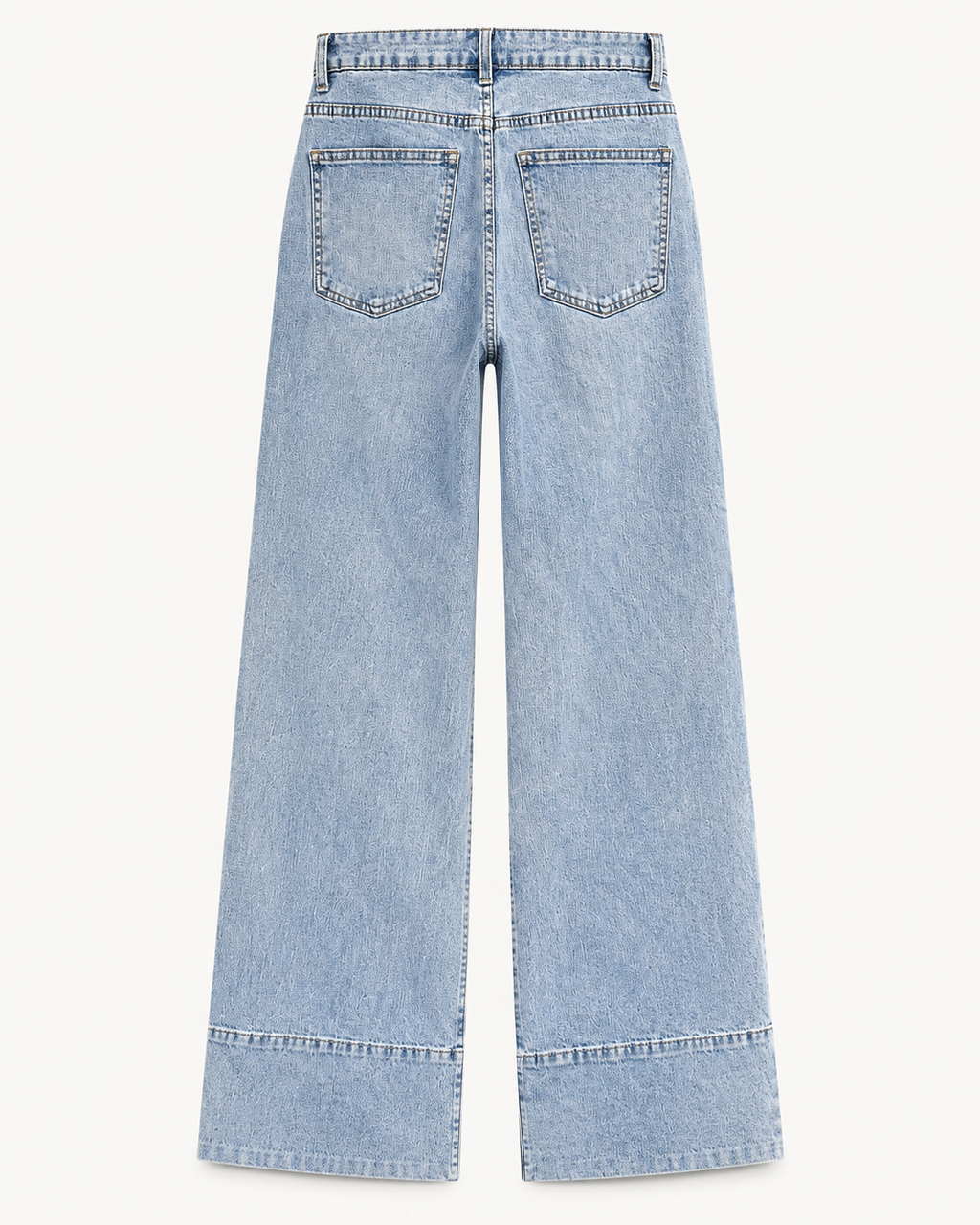 Calças de ganga azul clara wide leg, vista de costas