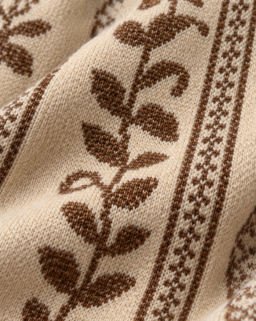 Camisola Cocco Rosso — Camel e bronze — detalhe do desenho brilhante