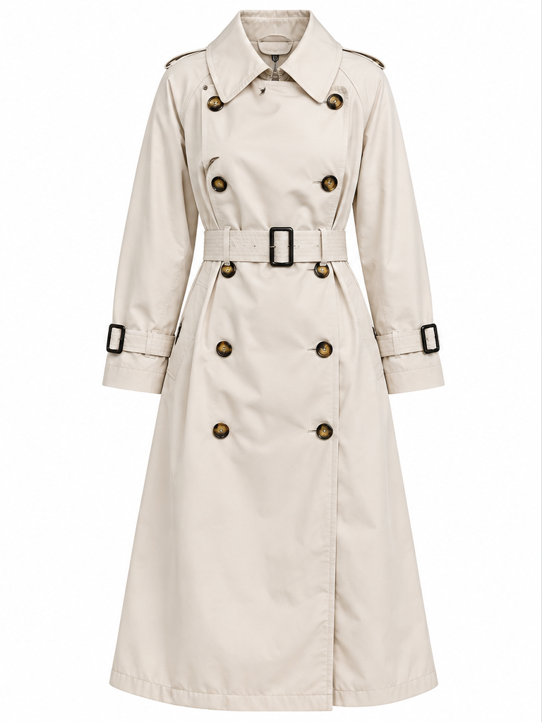 Gabardina longa creme Minority vista de frente, peça sozinha