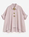 Camisa rosa velho em 100% algodão com frente mais curta