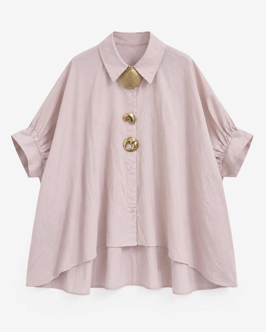 Camisa rosa velho em 100% algodão com frente mais curta