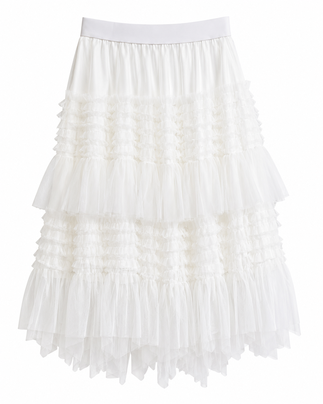 Saia midi de tule trabalhado branca Golden Days Paris