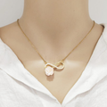 Colar Dourado Infinito com Rosa e Cristais em Aço Inoxidável