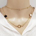 Conjunto 2 em 1 Colar Dourado com Medalhões e Choker em Aço Inoxidável