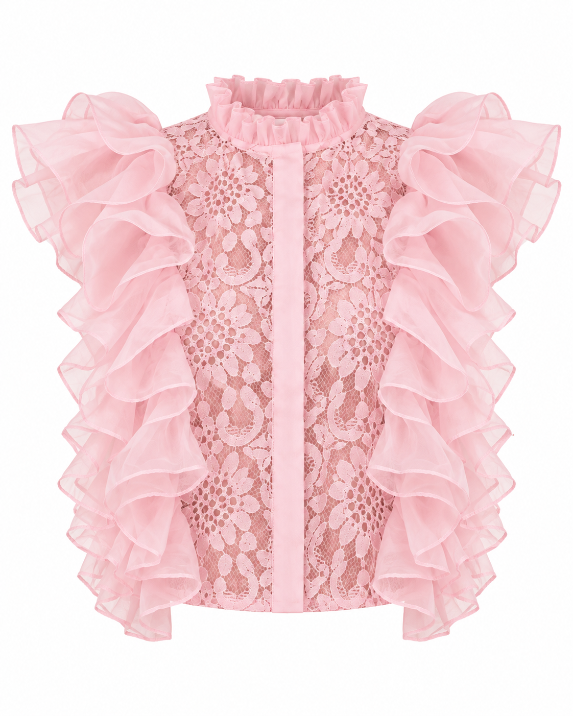 Top de renda rosa Golden Days Paris sem modelo, vista frontal