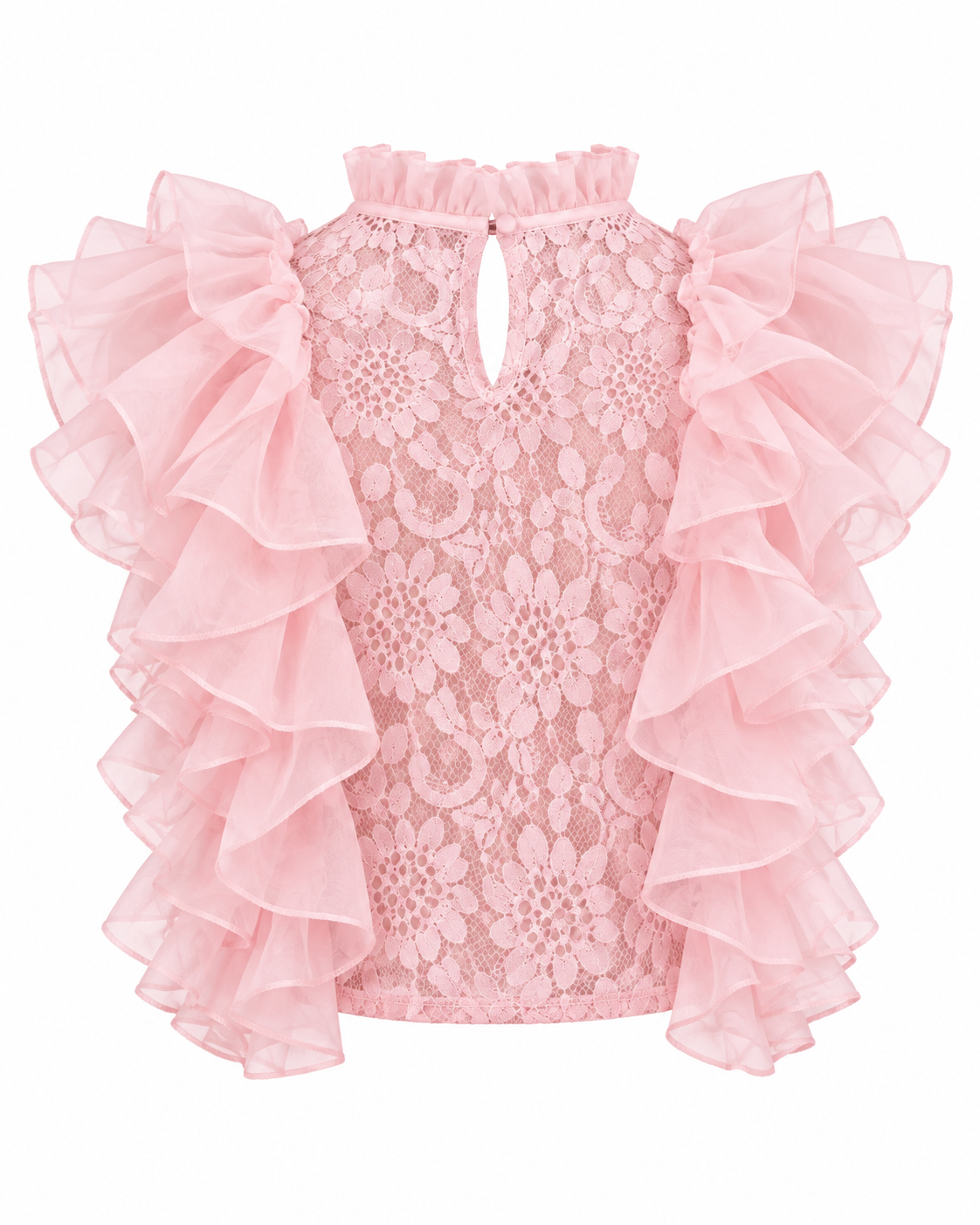 Top de renda rosa Golden Days Paris sem modelo, vista traseira